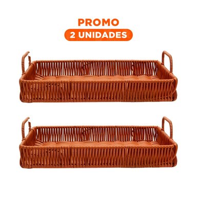 PACK2 DISENO RECTANGULAR CON ASAS TEJIDO PARA MESA DECORATIVA EN HOGAR