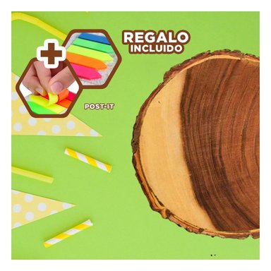 CONTENEDOR DE FRUTAS MADERA 17.8CM Y+BANDERITAS ADHESIVAS