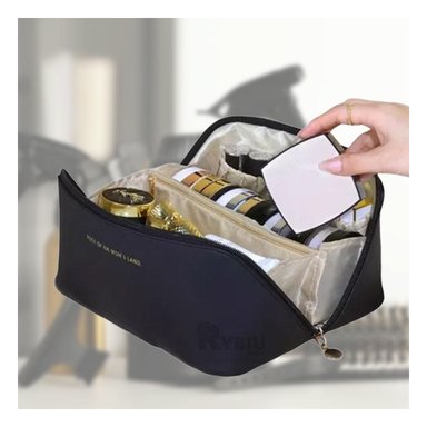 NECESER LIGERO PARA COSMÉTICOS EN NEGRO Y+REGALO STICKERS