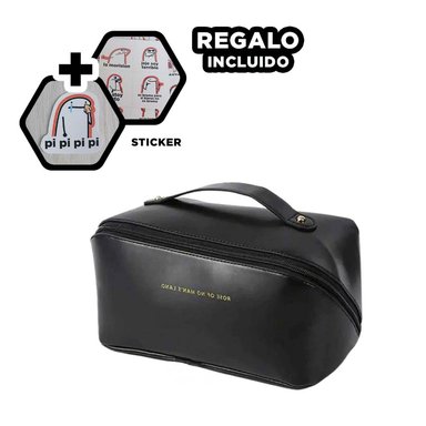 COSMETIQUERO DE MAQUILLAJE CON ASA NEGRO Y+REGALO STICKERS