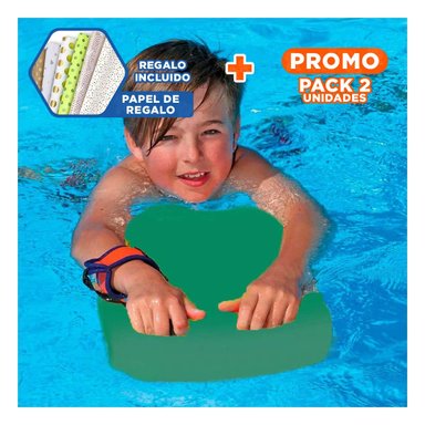 PACK2 SOPORTE DE NATACION CON CINTURA AJUSTABLE VERDE PARA EJERCICIOS Y+PAPEL REGALO