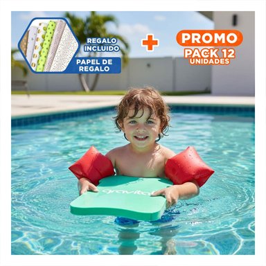 PACK12 ALETA DE NATACION CON CINTURA VERDE PARA APOYO FLOTANTE EN ENTRENAMIENTO Y+PAPEL REGALO
