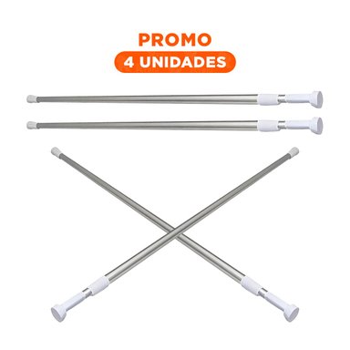 PACK4 PIEZA AJUSTABLE PARA DUCHA FACIL SEGURO 70CM A 1,20M PLOMO Y+REGALO STICKER
