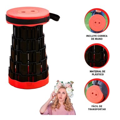 PACK5 SILLA PLEGABLE CON 2 SEGUROS Y TAPA EN COLOR ROJO