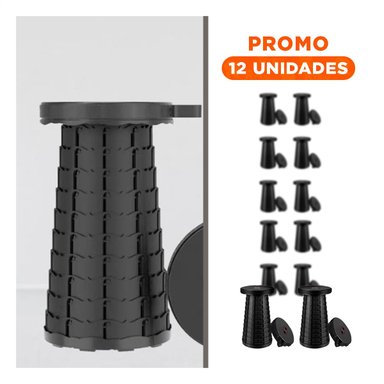 PACK12 BANQUETA CONFIABLE Y ESTABLE CON SEGURO PORTATIL PARA EXTERIOR NEGRO Y+REGALO STICKER