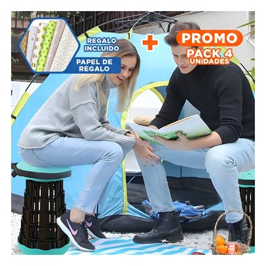 PACK4 BANQUETA PLEGABLE PORTATIL CON SISTEMA SEGURO PARA HOGAR VERDE NEGRO Y+PAPEL REGALO