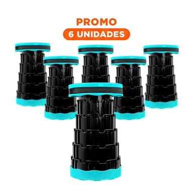 PACK6 SILLON HOGAR PLEGABLE PORTATIL CON DOBLE SEGURO TAPA TURQUEZA CENTRO NEGRO