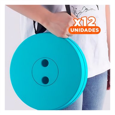 PACK12 APOYO HOGAR PLEGABLE PORTATIL CON DOBLE SEGURO TAPA TURQUEZA CENTRO NEGRO
