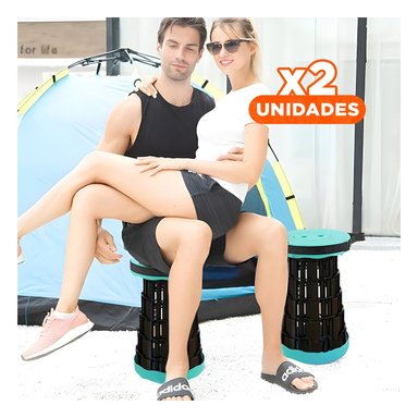 PACK2 BUTACA PLEGABLE PORTATIL CON DOBLE SEGURO PARA USO DIARIO VERDE NEGRO Y+REGALO STICKER