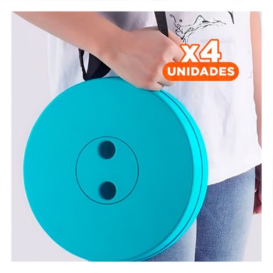 PACK4 BANCO HOGAR PLEGABLE PORTATIL CON DOBLE SEGURO TAPA TURQUEZA CENTRO NEGRO