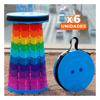 PACK6 BANQUETA COMPACTA PLEGABLE CON SEGURO INTEGRADO PARA ESPACIOS PEQUENOS Y+REGALO STICKER