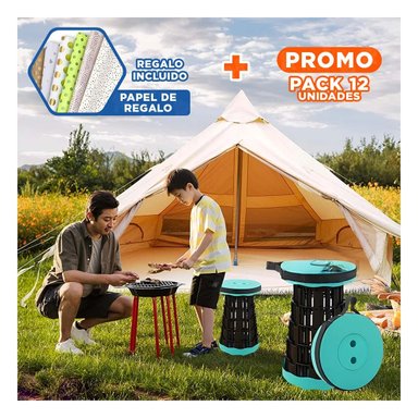 PACK12 BANQUILLO PLEGABLE PORTATIL CON DOBLE SEGURO PARA CASA VERDE NEGRO Y+PAPEL REGALO