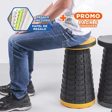 PACK6 SILLON AUXILIAR PLEGABLE CON SEGURO PORTATIL PARA HOGAR AMARILLO Y+PAPEL REGALO
