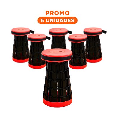 PACK6 SOPORTE COMPACTO PLEGABLE 2 SEGUROS PORTATILES DISENO ROJO NEGRO