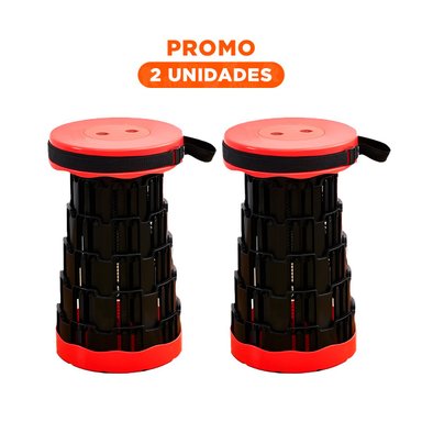 PACK2 BANQUETA FUNCIONAL PLEGABLE 2 SEGUROS PORTATILES TONO ROJO BASE NEGRA