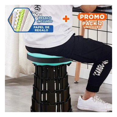 PACK2 BANCO PORTATIL CON DOS SEGUROS PARA ACTIVIDADES EN HOGAR VERDE NEGRO Y+PAPEL REGALO