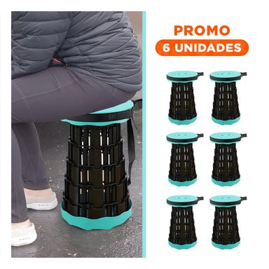 PACK6 TABURETE PORTATIL PLEGABLE CON SISTEMA SEGURO PARA HOGAR VERDE NEGRO