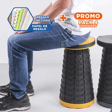 PACK4 SILLON COMPACTO PLEGABLE CON SEGURO PORTATIL PARA HOGAR AMARILLO Y+PAPEL REGALO