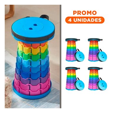 PACK4 BANQUETA PLEGABLE PARA USO VERSATIL CON SEGURO Y FACIL ALMACENAJE Y+REGALO STICKER