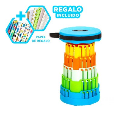 PACK5 SILLA DE DOBLE SEGURO EN CELESTE Y+PAPEL DE REGALO