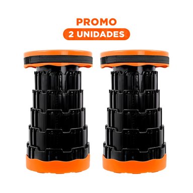 PACK2 BANQUETA FUNCIONAL PLEGABLE 2 SEGUROS PORTATILES TONO NARANJA BASE NEGRA