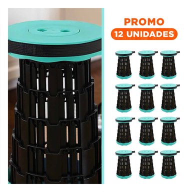 PACK12 SILLA PORTATIL CON SISTEMA PLEGABLE Y DOS SEGUROS VERDE CENTRO NEGRO Y+REGALO STICKER