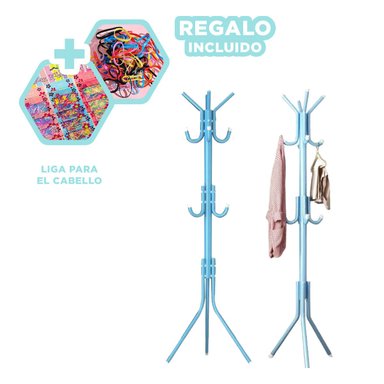 PACK9 PERCHERO FUNCIONAL ELEGANTE CELESTE Y+LIGAS DE REGALO