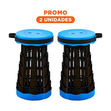 PACK2 BANQUETA COMPACTA PLEGABLE PORTATIL CON DOS SEGUROS USO HOGAR