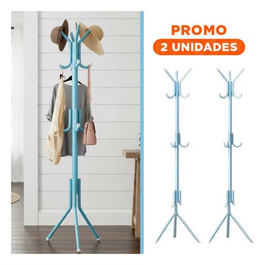 PACK2 PERCHERO MULTIUSO 175X45CM PARA ORGANIZAR ROPA EN HOGAR COLOR CELESTE