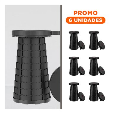 PACK6 BANCO LIGERO Y PLEGABLE CON SEGURO PORTATIL PARA TRANSPORTE FACIL NEGRO
