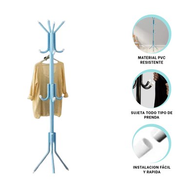 PACK9 GANCHO RESISTENTE Y COMPACTO DE COLOR CELESTE