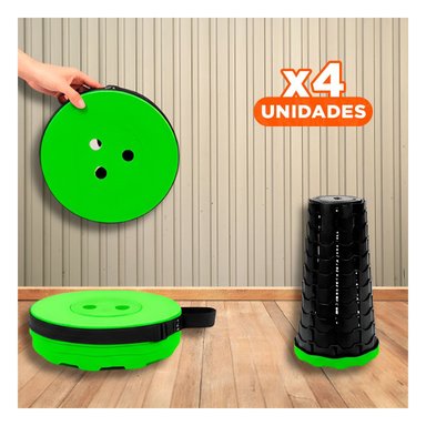 PACK4 BANCO PORTATIL VERDE 1 SEGURO PLEGABLE 5 NIVELES PARA CASA USO DIARIO