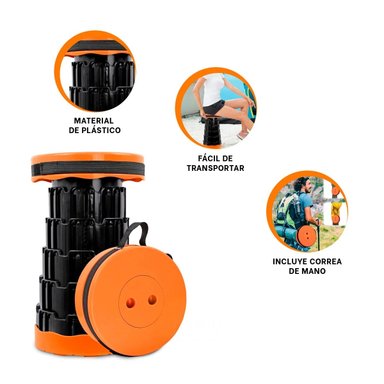 PACK3 BANCO PORTATIL CON TAPA NARANJA Y+BANDERITAS ADHESIVAS