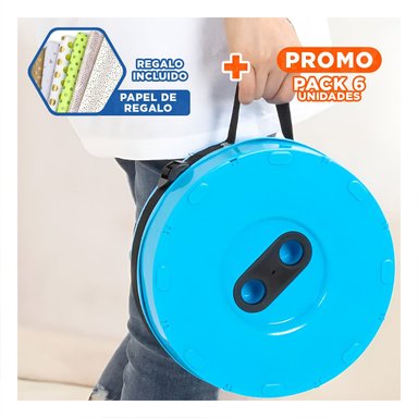 PACK6 TABURETE PRACTICO PLEGABLE CON 2 SEGUROS PRACTICOS TAPA CELESTE MULTICOLOR Y+PAPEL REGALO