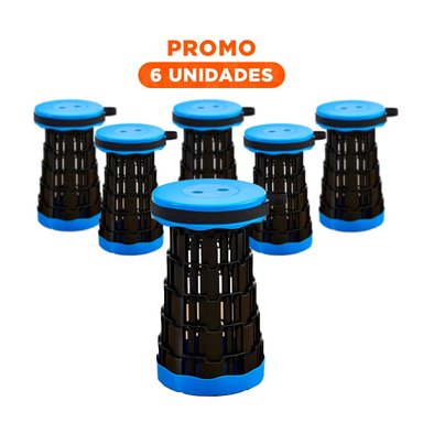 PACK6 TABURETE FUNCIONAL PLEGABLE PORTATIL CON DOBLE SEGURO HOGAR Y+PAPEL REGALO