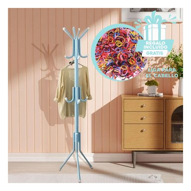 PACK4 PERCHERO FUNCIONAL ELEGANTE CELESTE Y+LIGAS DE REGALO