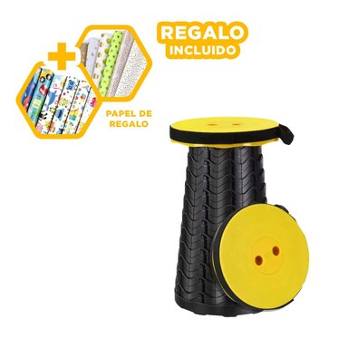 PACK5 SILLA PORTATIL EN TONO AMARILLO Y+PAPEL DE REGALO