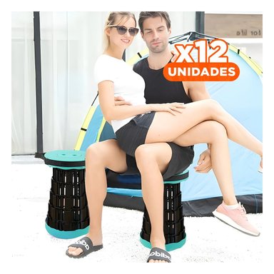 PACK12 ASIENTO PLEGABLE PORTATIL CON DOS SEGUROS PARA USO DOMESTICO VERDE NEGRO