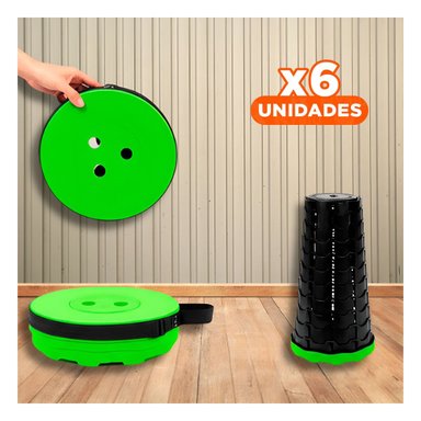PACK6 SITIAL PORTATIL VERDE 1 SEGURO PLEGABLE 5 NIVELES PARA CASA USO DIARIO Y+REGALO STICKER