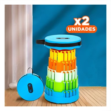 PACK2 TABURETE PLEGABLE CON 2 SEGUROS PRACTICOS TAPA CELESTE MULTICOLOR Y+REGALO STICKER