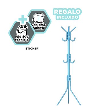 PACK6 SOPORTE COLGANTE MULTIUSO 175X45CM PARA ORGANIZAR ROPA EN HOGAR CELESTE Y+REGALO STICKER