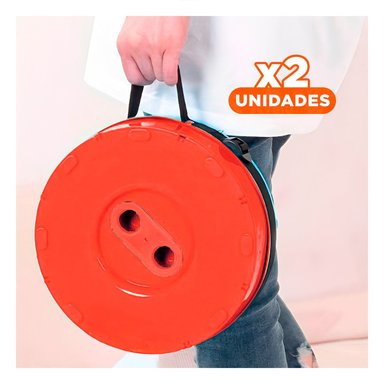 PACK2 BANQUETA RESISTENTE PLEGABLE 2 SEGUROS PORTATILES CENTRO NEGRO ROJO Y+REGALO STICKER