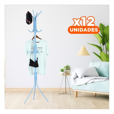 PACK12 SOPORTE COLGANTE MULTIUSO 175X45CM PARA ORDENAR PRENDAS EN CASA CELESTE