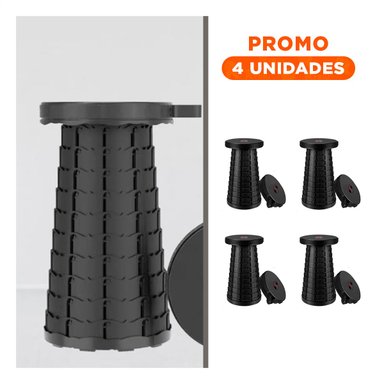 PACK4 BANCO PORTATIL CON SEGURO PARA AÑADIR ASIENTOS EN CASA O EXTERIOR NEGRO Y+REGALO STICKER