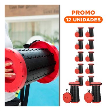 PACK12 BANQUETA COMPACTA Y FACIL DE TRANSPORTAR PARA HOGAR ROJO Y+REGALO STICKER