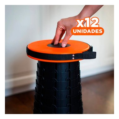 PACK12 BANQUETA PORTATIL CON SEGURO PARA MOMENTOS DE DESCANSO ANARANJADO