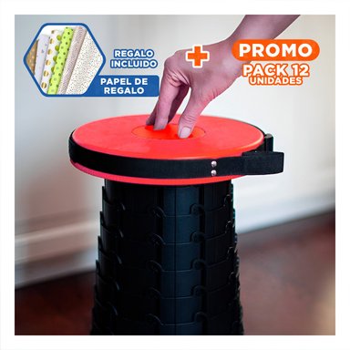 PACK12 BASE FUNCIONAL PLEGABLE 2 SEGUROS PORTATILES TONO ROJO BASE NEGRA Y+PAPEL REGALO