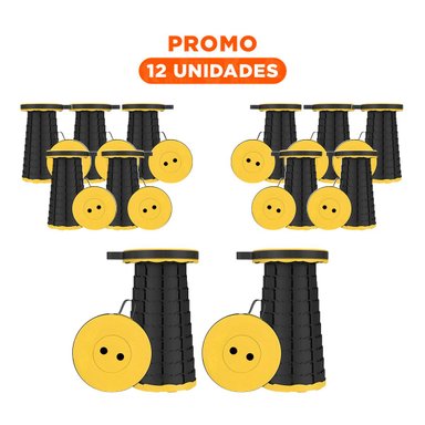 PACK12 TABURETE DE APOYO PLEGABLE CON SEGURO PORTATIL AMARILLO Y+REGALO STICKER