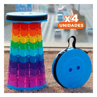 PACK4 TABURETE COMPACTO PLEGABLE QUE AHORRA ESPACIO CON SEGURO INTEGRADO