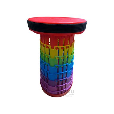 SILLA MULTICOLOR PLEGABLE DE 3 SEGUROS PORTATILES TAPA ROJA